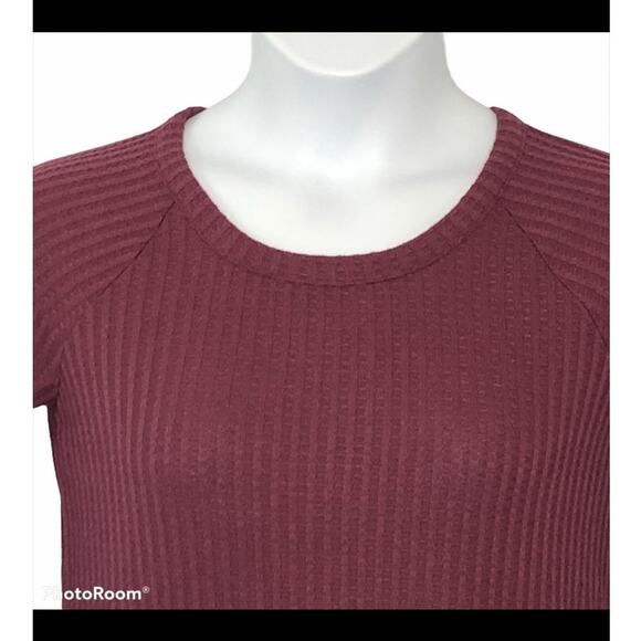 Chaser Burgundy Wisteria Waffle Print Thermal Top size Small - Picture 5 of 14